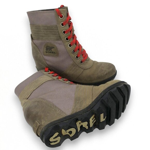 Sorel Joan Of Arctic Boots Wedge Lexie Quarry Gray Ankle Booties Women's 8.5M - Picture 4 of 5